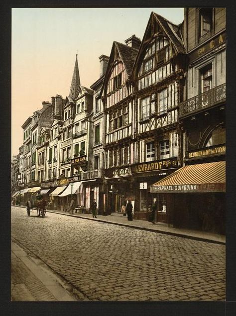 Old houses in rue St. Pierre. Caen, France. Between 1890 and 1900. France Souvenirs, Caen France, Bike Trip, St Pierre, Postcard Collection, Dorian Gray, Buy Wall Art, Architectural Inspiration, Library Of Congress