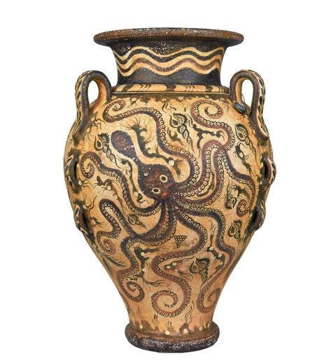 Minoan Vase Ceramic Pottery Painting Octopus Ancient Greek Crete Knossos Ceramic Pottery Painting, Minoan Pottery, Painting Octopus, Ancient Greek Pottery, Roman Statue, Ceramic Art Sculpture, Ancient Greek Art, Greek Pottery, Greek Vases