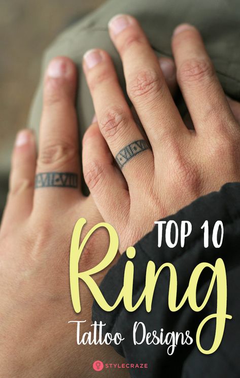 Top 10 Ring Tattoo Designs Always Ring Tattoo, Men Ring Tattoo Wedding, Mens Tattoo Wedding Band, Wedding Tattoos His And Her, Wedding Band Tattoo Men, Ring Tattoo For Men, Marriage Tattoos Ring Finger, Wedding Ring Tattoos For Couples, Ring Tattoos For Couples