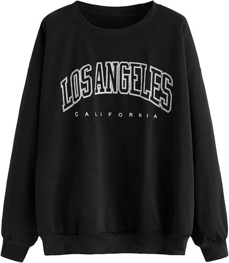 MakeMeChic Women's Graphic Letter Print Round Neck Long Sleeve Sweatshirt Pullover Tops | Amazon (US) Danny Dog, Cute Oversized Sweaters, California Sweatshirt, Drop Shoulder Sweatshirt, Dropped Shoulder Sweatshirt, Crop Top Sweatshirt, Sweater Fits, Fun Sweatshirts, Warm Sweaters