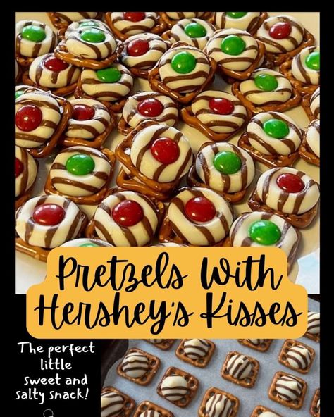 Budget Meals - ❤💚❤💚 Here's the perfect little last-minute... Pretzel And Hershey Kiss Treats, Pretzel Hershey Kiss M&m, Pretzel Kisses And M&ms, Hershey Kiss Pretzels, Pretzel Hugs Recipe, Pretzel Hershey Kisses, Hershey White Chocolate, Make Pretzels, How To Make Pretzels