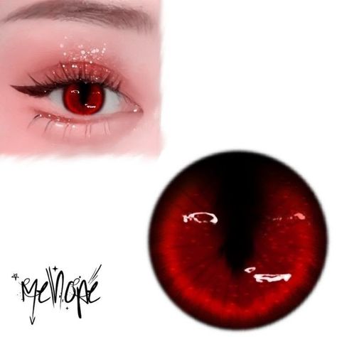 Red Iris Eye, Lenses Aesthetic, Vampire Eyes, Red Contacts, Cosmetic Contact Lenses, Eye Texture, Glossy Eyes, Makeup Drawing, Art Tools Drawing