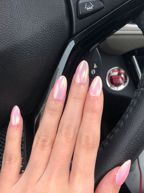 Aradesent Nails, Pink Iridescent Nails Acrylic, Irredescent Pink Nails, Homecoming Pink Nails, Iredesant Nails Pink, Pink Holographic Nail Designs, Irridescent Nails Pink, Iridescent Pink Nails, Pink Iridescent Nails