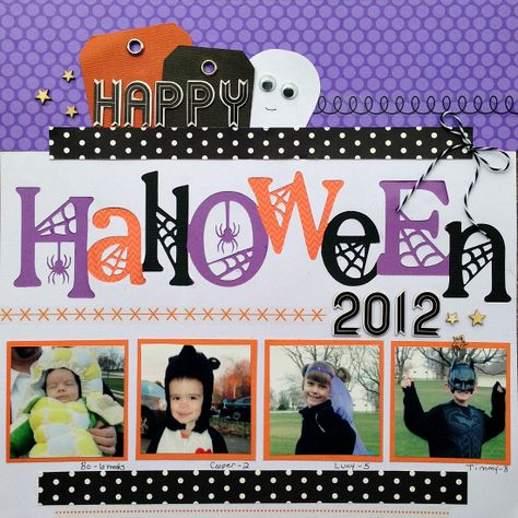 Halloween Scrapbook Layouts, Scrapbook Club, Bridal Shower Scrapbook, Fall Scrapbook Layouts, Kiwi Lane Designs, Halloween Layout, Beautiful Scrapbook Layouts, Baby Scrapbook Pages, Holiday Scrapbook