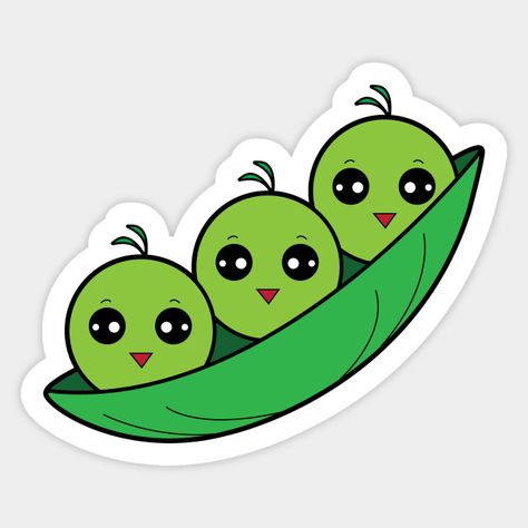 3 Peas In A Pod, Three Peas In A Pod, Peas In A Pod, Cute Kawaii Drawings, Cute Cartoon Drawings, Cartoon Drawing, Kawaii Doodles, Mini Drawings, Kawaii Stickers