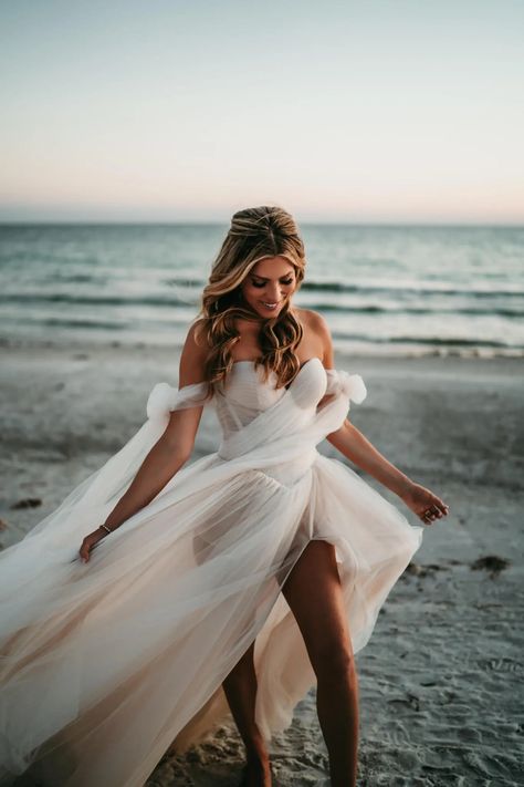 How to Dress for a Beach Wedding - Galia Lahav Long Beach Wedding Dresses, Tulle Wedding, Tulle Wedding Dress, A-line Wedding Dress, Beach Wedding Dress, Bride Dress, Special Occasion Dresses, Occasion Dresses, Homecoming Dresses