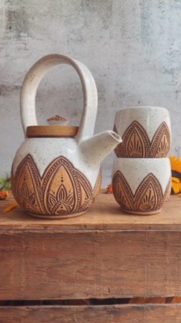 Ceramic Teapot Set, Pottery Tea Pots, Coffee Mug Crafts, Pottery Jugs, Tea Pots Art, Pottery Tea Pot, Handmade Teapot, Ceramic Tea Set, Pottery Teapots