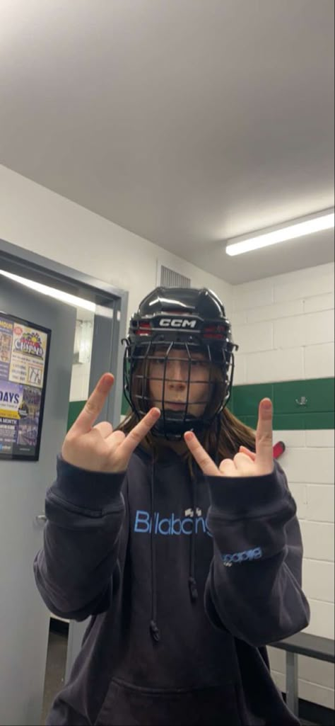 Hockey girl with helmet in locker room with hoodie on Ringette Girl Aesthetic, Hockey Practice Outfit, Hockey Women Aesthetic, Hockey Astethic, Hockey Wife Aesthetic, Hockey Gf Aesthetic, Hockey Girls Aesthetic, Hockey Girl Aesthetic, Womens Hockey Aesthetic