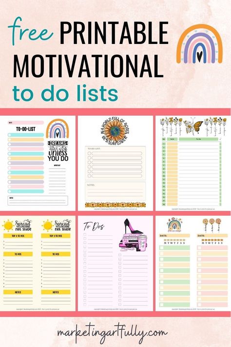 I LOVE a to do list and having a bit of motivation and inspiration along for the ride makes it even better! These free printable digital downloads are pretty and fun to use for your daily to-dos! To Do List Template Free Printable, Free To Do List Printable, Free Wall Art Prints, Free To Do List, Happy Planner Free Printable, Organizational Printables, A To Do List, Motivational Printables, Free Printable Games