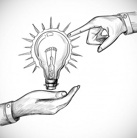 Hand drawn new idea innovation and solut... | Free Vector #Freepik #freevector #hand #light #hand-drawn #idea Drawing Ideas For Physics, Physics Related Drawings, Electricity Drawing, Hand Holding Light Bulb, Speaker Drawing, Power Drawing, Tech Drawing, Drawing Topics, Space Banner