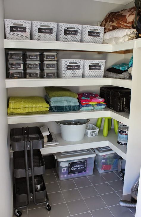 Lime & Mortar: Walk-in-Linen: Get Organised Organization Cabinets, Laundry Cupboard, Bathroom Linen Closet, Hall Cupboard, Diy Bedroom Storage, Utility Cupboard, Organization Closet, Wardrobe Organisation, House Organisation