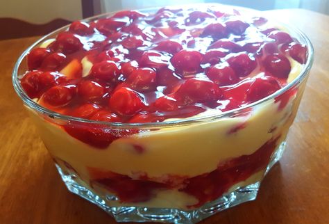 Cherry Trifle Photo #1 #justapinchrecipes Pineapple Trifle, Cherry Trifle Recipes, Cherry Trifle Desserts, Cherry Trifle, Trifle Bowl Recipes, Trifle Dessert Recipes, Homemade Brunch, Christmas Trifle, Cherry Delight