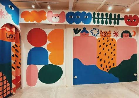 Bd Design, Murals For Kids, Mural Wall Art, Mural Art, Wall Paint, Concept Store, Colorful Interiors, Bold Colors, Wall Design