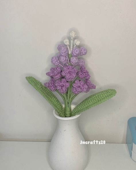 Dm to bring this crocheted hyacinth home! 🌱 ✨ Pattern by ~ @lilyslyric_ofcl . . . #crochet #amigurumi #crocheting #crochetaddict #crochetersofinstagram #bouquet Crochet Hyacinth Pattern Free, Lilac Crochet Pattern, Hyacinth Crochet, Crochet Hyacinth, Crochet Delphinium Flower Pattern, Crochet Violet Flower, Crochet Lilac Flower Pattern, Pattern Free, Crochet Flowers