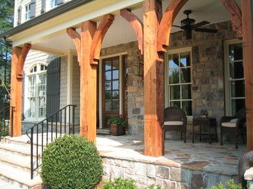 cedar post front porches | 20,328 timber porch posts Home Design Photos Cedar Posts Front Porch, Timber Porch, Country Front Porches, Front Porch Columns, Pergola Outdoor, Porch Kits, Rustic Pergola, Porch Design Ideas, Traditional Porch