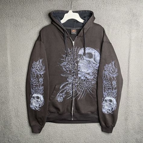 Affliction Jacket, Hellboy Tattoo, Skeleton Clothes, Affliction Clothing, Masc Fashion, Pinterest Outfits, Swaggy Outfits, Cozy Outfit, Goth Outfits