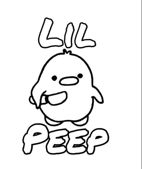 Lil Peep Coloring Page, Lil Peep Drawing Easy, Lilpeep Tattoo, Lil Peep Drawing Ideas, Lil Peep Tattoo Ideas, Lil Peep Drawing, Peep Drawing, Lil Peep Painting, Hellboy Tattoo