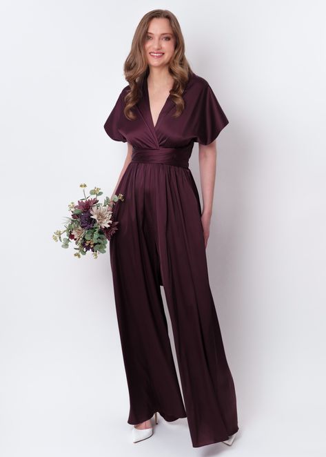 Dark burgundy infinity jumpsuit, silk jumpsuit, bridesmaid jumpsuit, multi wrap multiway convertible jumpsuit, bridesmaid dress, silk convertible dress, long ball gown, multiway dress, multiwrap dress Burgundy Jumpsuit Wedding, Maid Of Honor Jumpsuit, Bridesmaids Pantsuit, Bridesmaid Pantsuit Wedding, Burgundy Jumpsuit Outfit, Jumpsuit Bridesmaid Dresses, Honeybee Wedding, Bridesmaid Pantsuit, Bridesmaid Pants