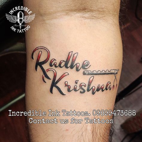 Radhe Name Tattoo, Radhe Krishna Tattoo, Radha Krishna Tattoo, Flute Tattoo, French Toe Nails, Krishna Tattoo, Abstract Tattoo Designs, Samurai Tattoo, Pretty Nail Designs