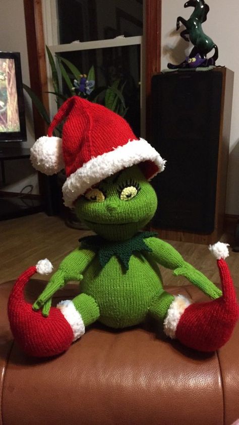 Knitted Grinch knitting project by Toni R | LoveKnitting Grinch Pattern, Christmas Toy Knitting Patterns, Mala Designs, Christmas Knitting Projects, Christmas Knits, Knitted Toys Free, Christmas Knitting Patterns Free, Toy Knitting Patterns, Making Toys