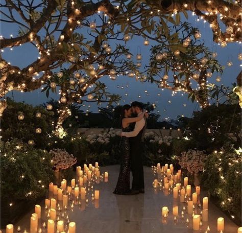 Courtesy of PinterestStrings of fairy white sparkling lights that are surrounded by faux candles in many shapes and sizes provide a breathtaking aisle. Wedding Makeup Photography, Cute Proposal Ideas, Cute Proposal, Good Night Love Pictures, Renew Vows, Dream Marriage, Dream Proposal, Bridesmaid Stuff, Romantic Good Night