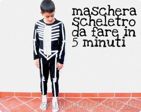 Halloween con i bambini: costume da scheletro fatto in 5 minuti Halloween 4, Kids Diy, Diy For Kids, Halloween Costumes, Halloween