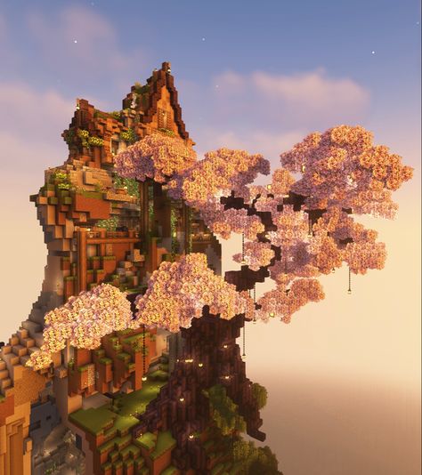 A large custom tree in Minecraft 1.20 built with the latest cherry themed blocks! Cherry Trees Minecraft, Minecraft Large Tree Build, Cherry Blossom Mega Base Minecraft, Cherry Tree Builds Minecraft, Minecraft Cherry Blossom Treehouse, Minecraft Big Tree Design, Cherry Tree Minecraft, Cherry Blossom Tree Minecraft, Minecraft Cherry Blossom Tree