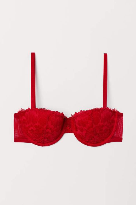 H&M Lace Balconette Bra - Red #Balconette#Lace#Red White Trash Costume, Wedding Bra, Lace Balconette, Red Lace Bra, Cotton Bra, Women Bra, Red Bra, Cotton Bras, Cute Bras