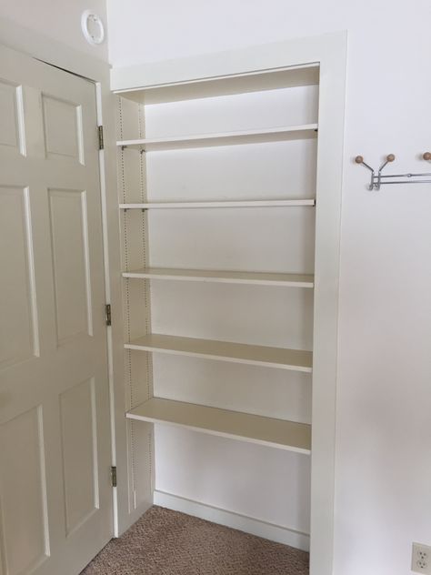 Behind Bedroom Door Storage Ideas, Behind Door Shelves, Bookshelf Behind Door, Decorate Empty Wall, Behind The Door Storage, Shelf With Doors, Staircase Shelves, Behind Door Storage, Diy Bookshelf Kids