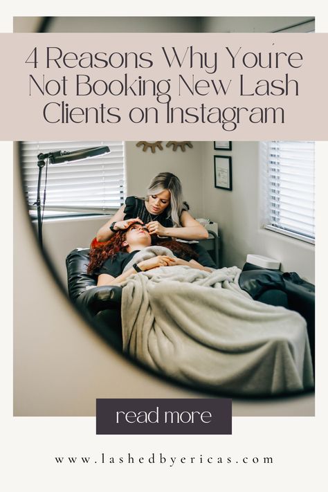 If you've been using Instagram to try to book new lash clients, but haven't seen the results you're wanting, it is likely because of one of these 4 reasons! Spray Tan Guide, Lash Recliner, Lash Instagram, Lash Business, Lash Room, Using Instagram, Brow Lash, Artist Business, Artist Outfit