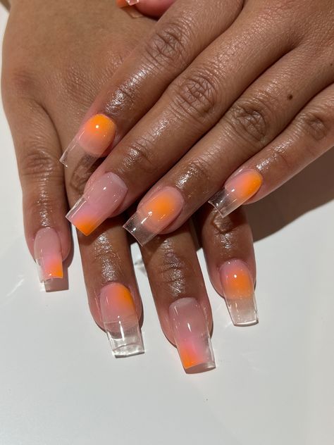 Clear Aura Nails, Aura Nails French Tip, Short Coffin Aura Nails, Aura Nail Art, Bright Aura Nails, Aura French Tip Nails, Blue And Orange Aura Nails, Aura Nails Tutorial, Aura Nails Short