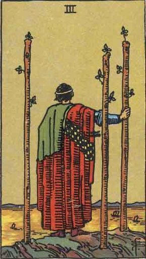 Which tarot cards indicate success? The Three of Wands for one. #tarot Three Of Wands, Pamela Colman Smith, Rider Waite Tarot Cards, Tarot Horoscope, Rider Waite Tarot Decks, Wands Tarot, Rider Waite Deck, 78 Tarot Cards, Fortune Telling Cards