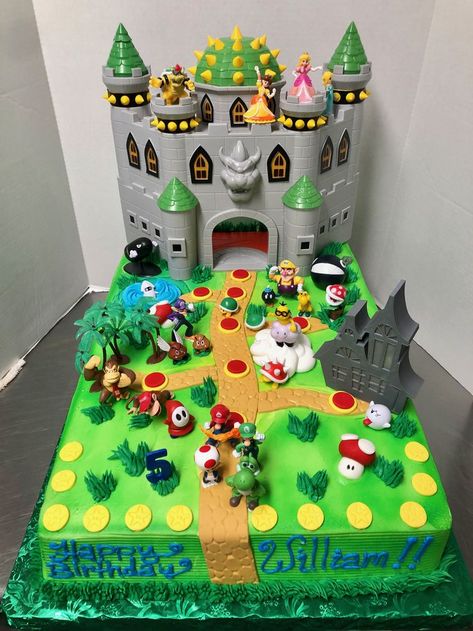 Sheet Cake Birthday, Super Cool Cakes, Mario Crafts, Mario Birthday Cake, Mario Bros Cake, 1st Bday Cake, Super Mario Cake, Super Mario Bros Birthday Party, Mario Y Luigi