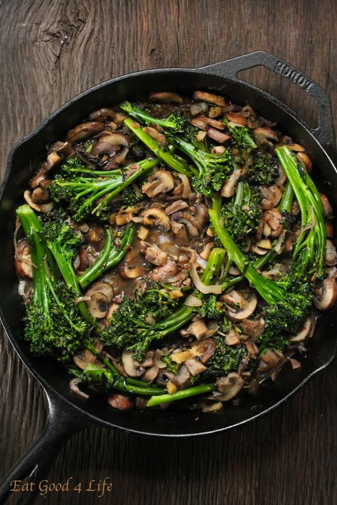 Broccolini and mushroom stir-fry Mushroom Ragout Recipe, Mushroom Stir Fry, Bean Sauce, Black Bean Sauce, Rice Wine Vinegar, Rice Wine, Wine Vinegar, Sliced Mushrooms, Stir Fry Recipes