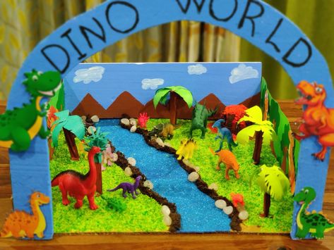 Spring Science Activities, Dinosaur Diorama, Jurrasic World, Diorama Kids, Dinosaur Projects, Diy Dinosaur, Dinosaur World, Solar System Crafts, Project For Kids