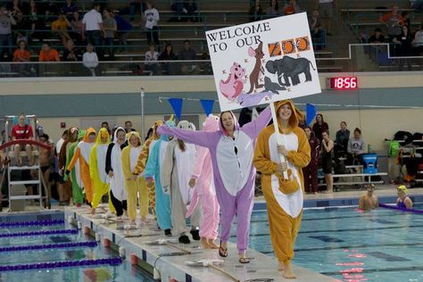 Party in the MIAA: Kalamazoo’s Conference Themes & Why They Matter Swim Team Fun Ideas, Swim Meet Theme Ideas, Swim Meet Themes, Swim Team Meet Themes, Swim Meet Decorations, College Swim Team, Highschool Swim Team, Summer Swim Team, Kalamazoo College