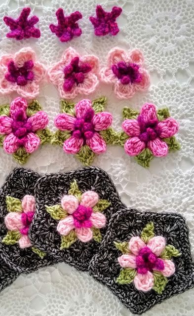 Spring Cherry Blossoms, Easy Crochet Flower, Hands Embroidery, Crochet Flowers Easy, Crochet Cushion Cover, Crochet Throw Blanket, Crochet Hexagon, Crochet Goodies, Just Saying