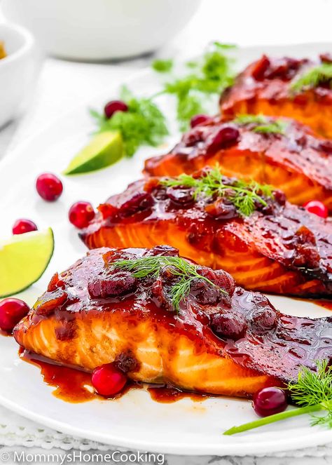 Cranberry Honey, Honey Glazed Salmon Recipe, Side Dishes For Salmon, Honey Glazed Salmon, Salmon Glaze Recipes, Eggless Recipes, Easy Salmon Recipes, Honey Glazed, Salmon Dinner