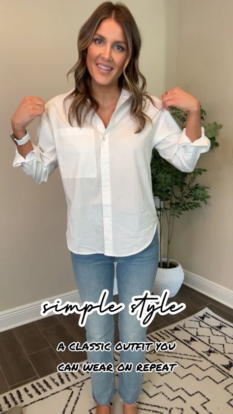 Oversized Poplin Button-Up Shirt curated on LTK White Poplin Shirt Outfit, Oversized Poplin Shirt Outfit, Poplin Shirt Outfit, White Poplin Shirt, Oversized Poplin Shirt, Simple Style Outfits, Mother Jeans, Classic Outfits, Casual Fall Outfits