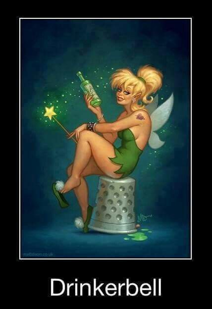 Wine Drunk Quotes, Tinkerbell Drawing, Bella Disney, Matt Dixon, Wine Sayings, Tinkerbell Fairy, Funny Alcohol, Twisted Disney, Women Ideas