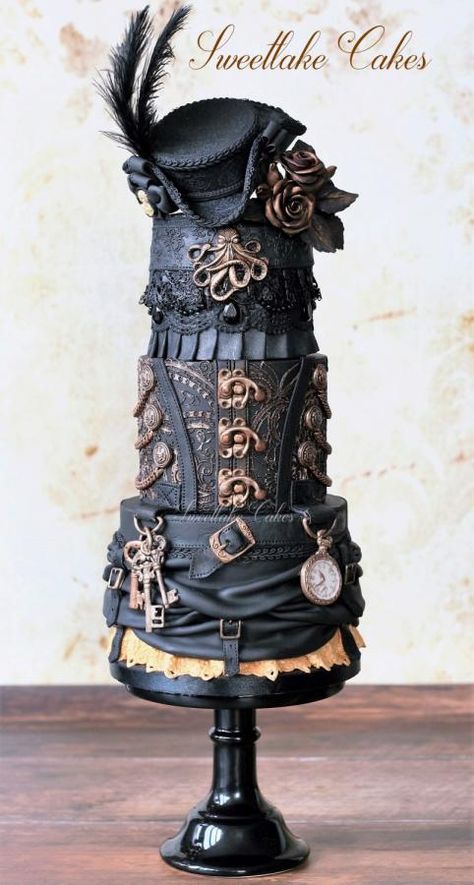 Pirate steampunk cake - Cake by Tamara Steampunk Cakes, Steampunk Wedding Cake, Steampunk Cake, Spectacular Cakes, Gothic Cakes, Gothic Wedding Cake, Crazy Wedding Cakes, Gothic Cake, Beautiful Baking