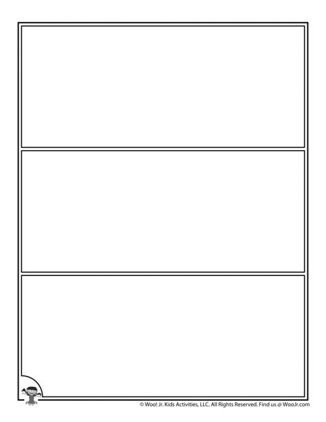 Printable Comic Book Pages | Woo! Jr. Kids Activities Blank Comic Book Pages, Book Pages Printable, Comic Strip Template, Drawing Books For Kids, Comic Template, Blank Comic Book, Writing Paper Template, Sight Words Printables, Recipe Cards Template