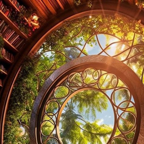 Large Round Window, Big Circle Window, Circular Window Design, Hobbit Window, Cottage Landing, Circular Room, Circle Windows, Circular Windows, Hobbit Homes