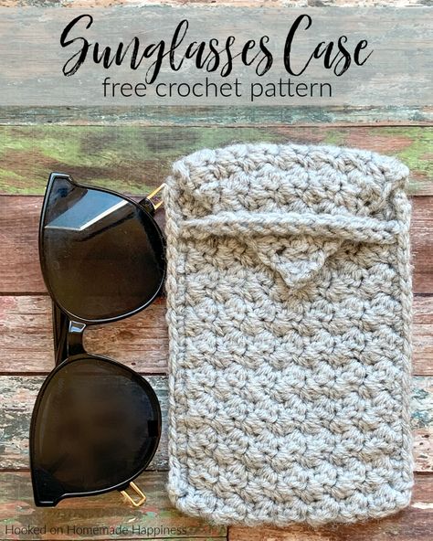 Sunglasses Case Crochet Pattern - Hooked on Homemade Happiness Crochet Case Pattern, Crochet Eyeglass Cases, Eyeglass Cases Pattern, Eye Glasses Case, Foundation Single Crochet, Crochet Case, Fall Crochet Patterns, Crochet Eyes, Crochet Pouch