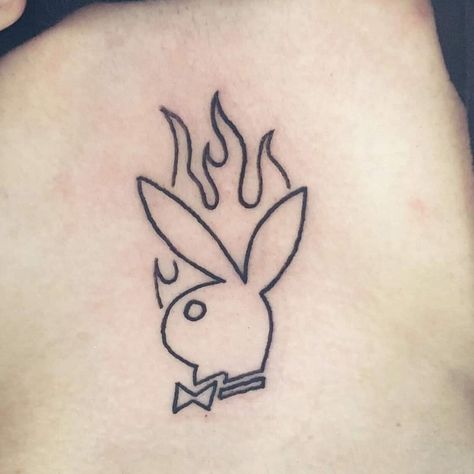 Bunny Outline Drawing, Playboy Bunny Tattoo Design, Bunny Tattoo Design, Bunny Tattoo Ideas, Playboy Bunny Tattoo, Playboy Tattoo, Bunny Outline, Bunny Tattoo, Floral Thigh Tattoos