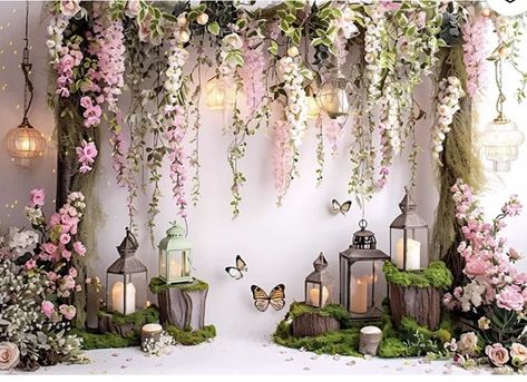 Enchanted Forest Theme Party, Enchanted Forest Cake, Forest Theme Party, Portrait Decor, Photography Booth, Giant Flowers Diy, Wonderland Garden, Enchanted Forest Theme, Fairy Garden Birthday Party