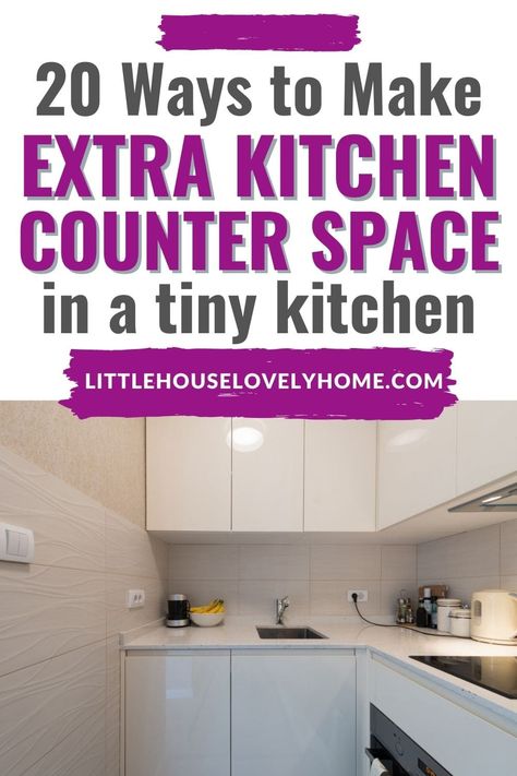 If you’ve ever felt like there’s no counter space in your kitchen, then this article is here to help. Where real estate is at a premium, tiny kitchens are often a fact of life. How can you make extra kitchen counter space when this is the case? These 20+ ideas are here to help - the best kitchen counter space savers can make this a reality, as they free up extra counter space so you can chop, stir, mix, simmer, bake and sear to your heart’s content. How To Add More Counter Space Small Kitchens, Diy Extra Kitchen Counter Space, Counter Saving Space Ideas, Diy Extra Counter Space, How To Get More Counter Space In Kitchen, Extra Counter Space In Kitchen Diy, How To Make More Counter Space Kitchen, Kitchen Sink Cover Counter Space, Add Counter Space To Small Kitchen