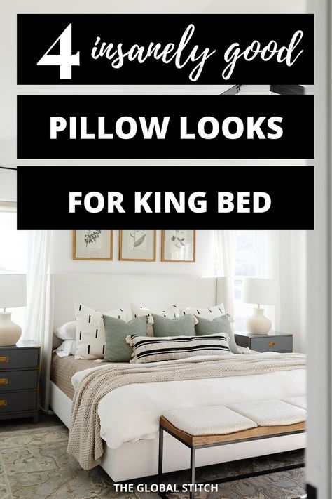 Diy Bedroom Decor For Small Rooms, Bedroom Pillows Arrangement, Bed Pillow Styling, Bed Pillows King, Bed Pillow Arrangement, Beautiful Bed Designs, Bedroom Decoration Ideas, Bedroom Decor For Small Rooms, Decor Ideas Bedroom