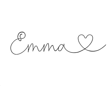 Emma Tattoo, Tattoo Family, Cursive Tattoos, Cool Tattoo Drawings, Clover Tattoos, Paw Patrol Birthday, Name Tattoos, S Tattoo, Line Tattoos