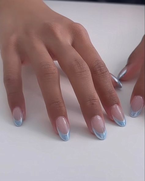 Tip Chrome Nails, French Tip Chrome Nails, French Tip Chrome, Manikur Kuku, Summery Nails, Her Nails, Tip Nails, Nagel Inspo, Prom Nails